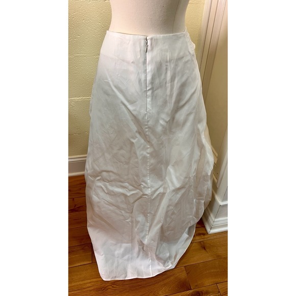 JIL‎ SANDER  White Cotton Poplin Knit Lattice Trim A-Line Skirt Made Italy Sz 48 - Picture 4 of 6